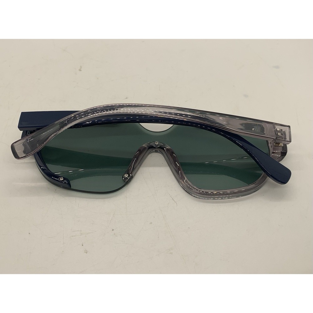 Vanlinker Sunglasses Futuristic Shield Gray Blue Frame Green Lense 9619 - Picture 6 of 10